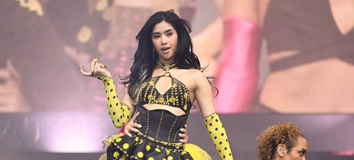 NEW YORK, NEW YORK - JUNE 05: Sophia Laforteza of KATSEYE performs onstage at the 2026 Governors Ball Music Festival held at Flushing Meadows Corona Park on June 05, 2026 in New York, New York. (Photo by Astrida Valigorsky/Getty Images)