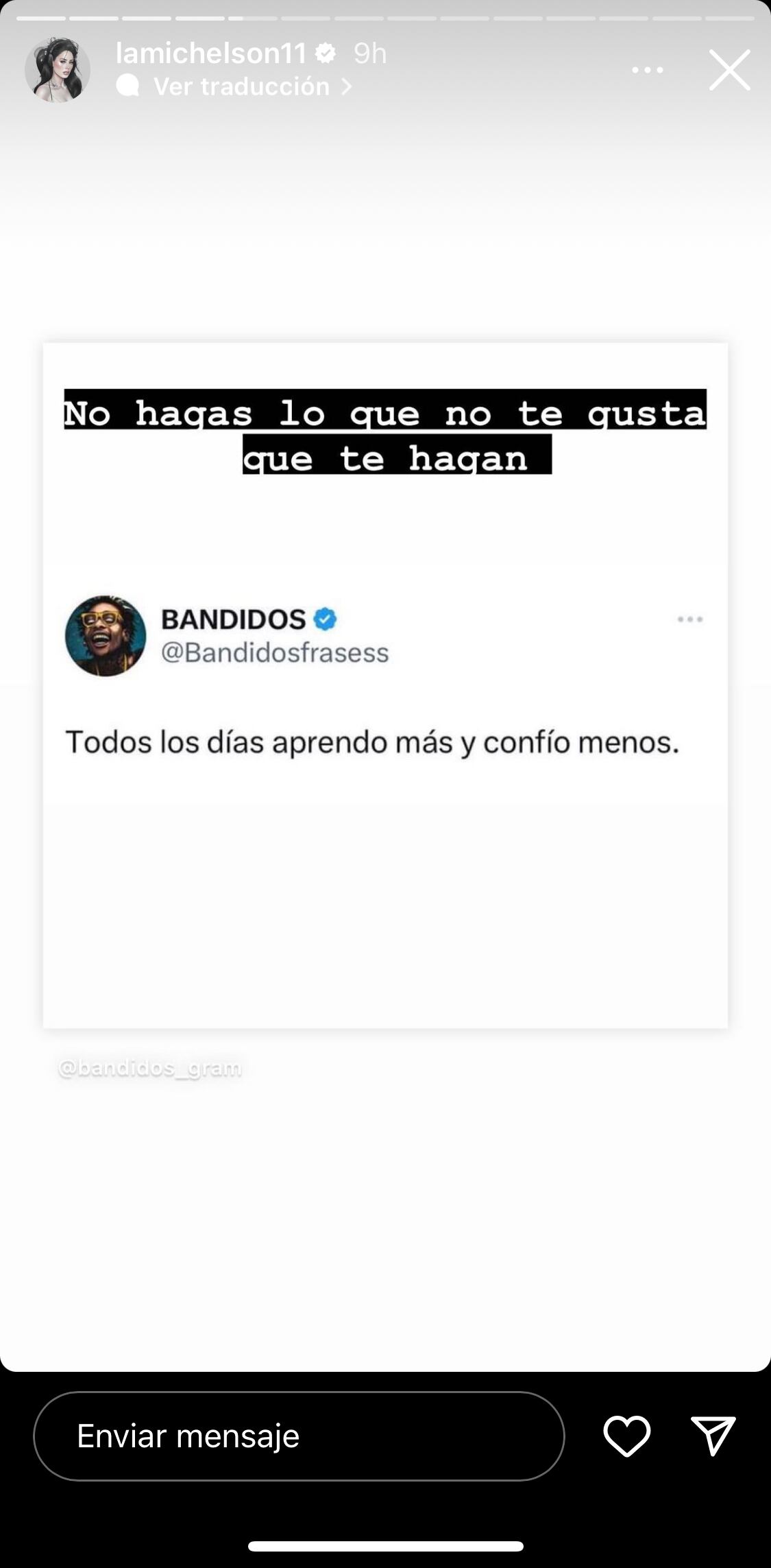 Captura Instagram @lamichelson11</a>