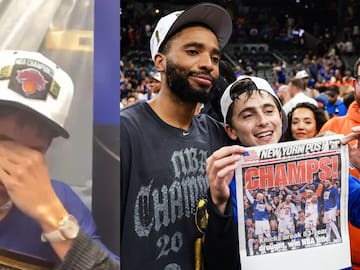 Champaña y lágrimas: El alocado festejo de Timothée Chalamet tras el campeonato de los Knicks