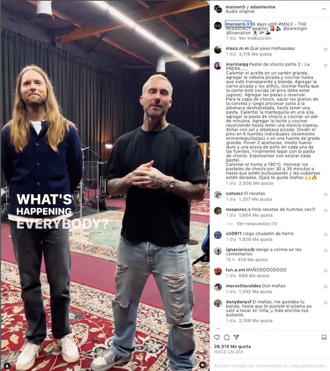 Fuente: Instagram @Adamlevine