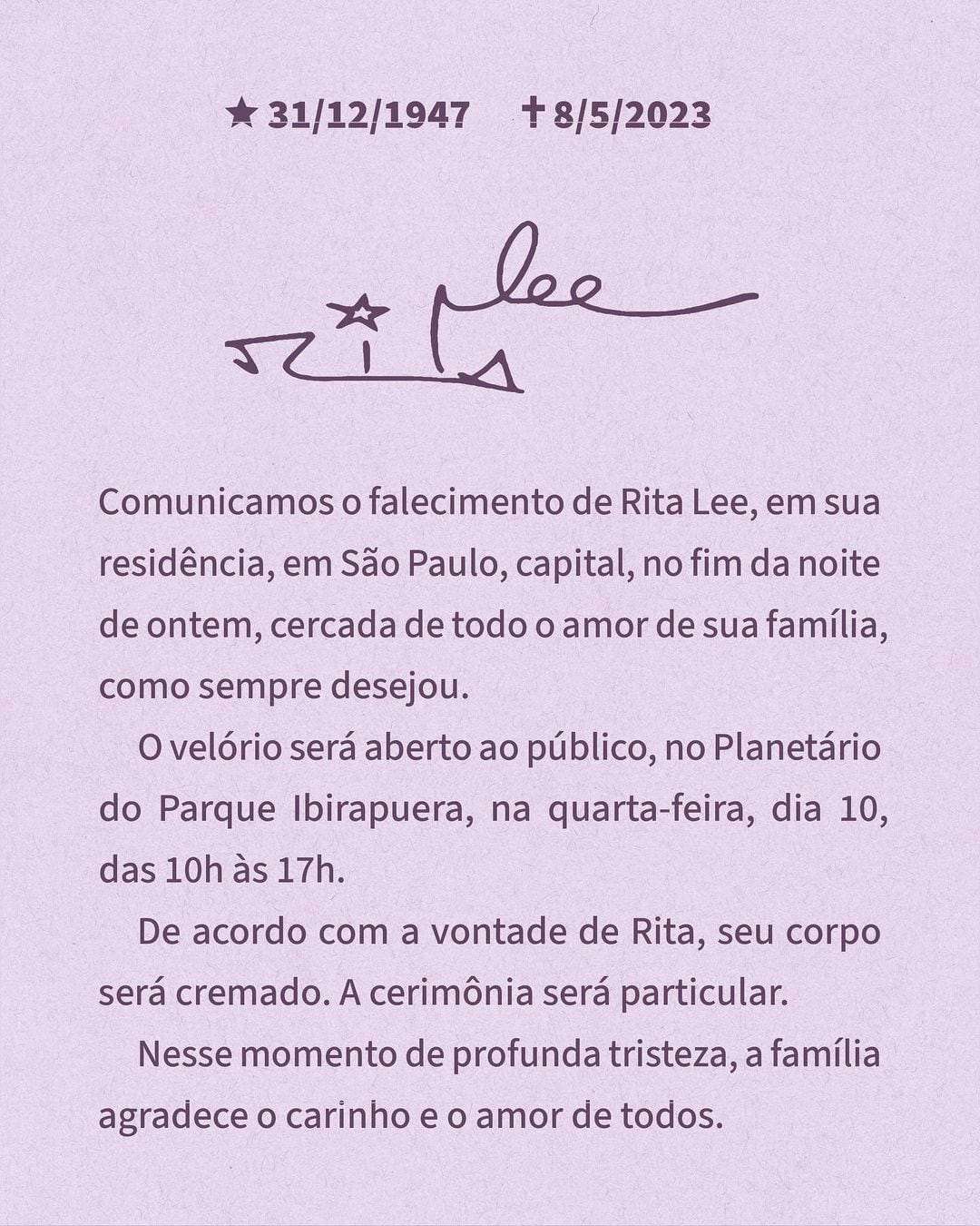 Instagram @ritalee_oficial</a>