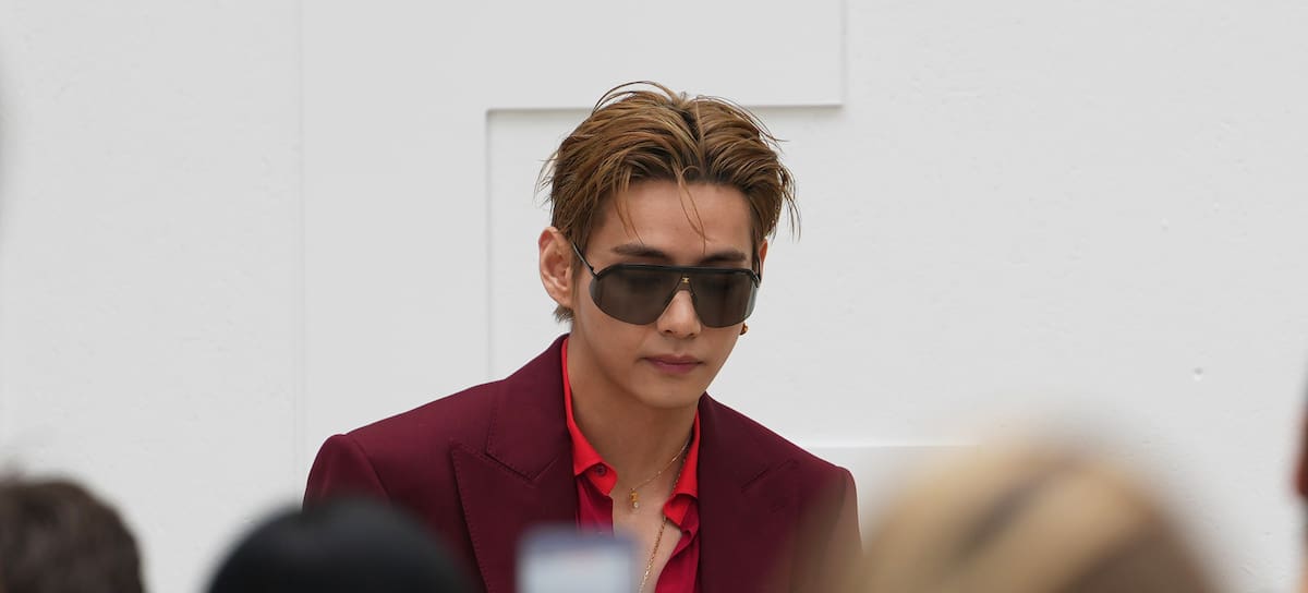 PARIS, FRANCE - JUNE 28: Kim Tae-Hyung aka V from the music band BTS, attends the Celine Menswear Spring/Summer 2027 show as part of Paris Fashion Week on June 28, 2026 in Paris, France. (Photo by Edward Berthelot/Getty Images)