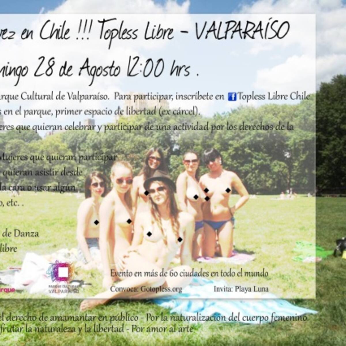 Este domingo se hará el primer picnic en topless en Valparaíso