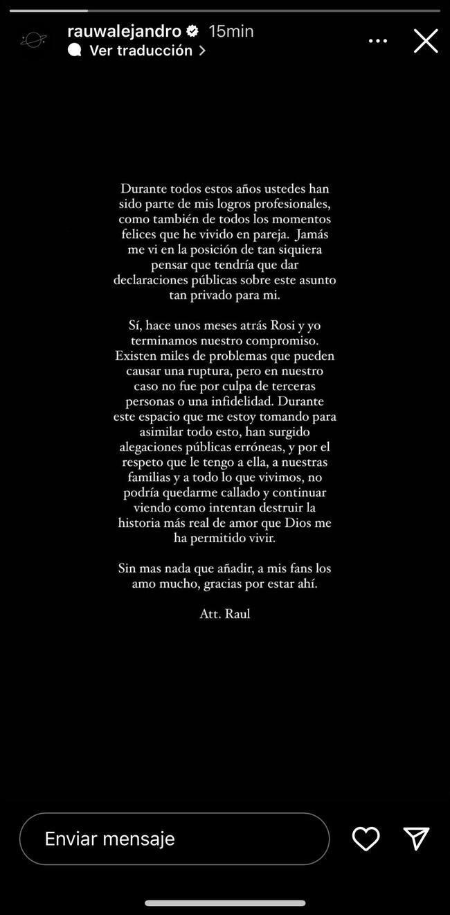 Captura Instagram @rauwalejandro </a>