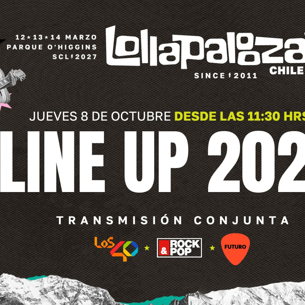 La espera termina: Rock&Pop, Futuro y LOS40 se unen para revelar el line up de Lollapalooza Chile 2027