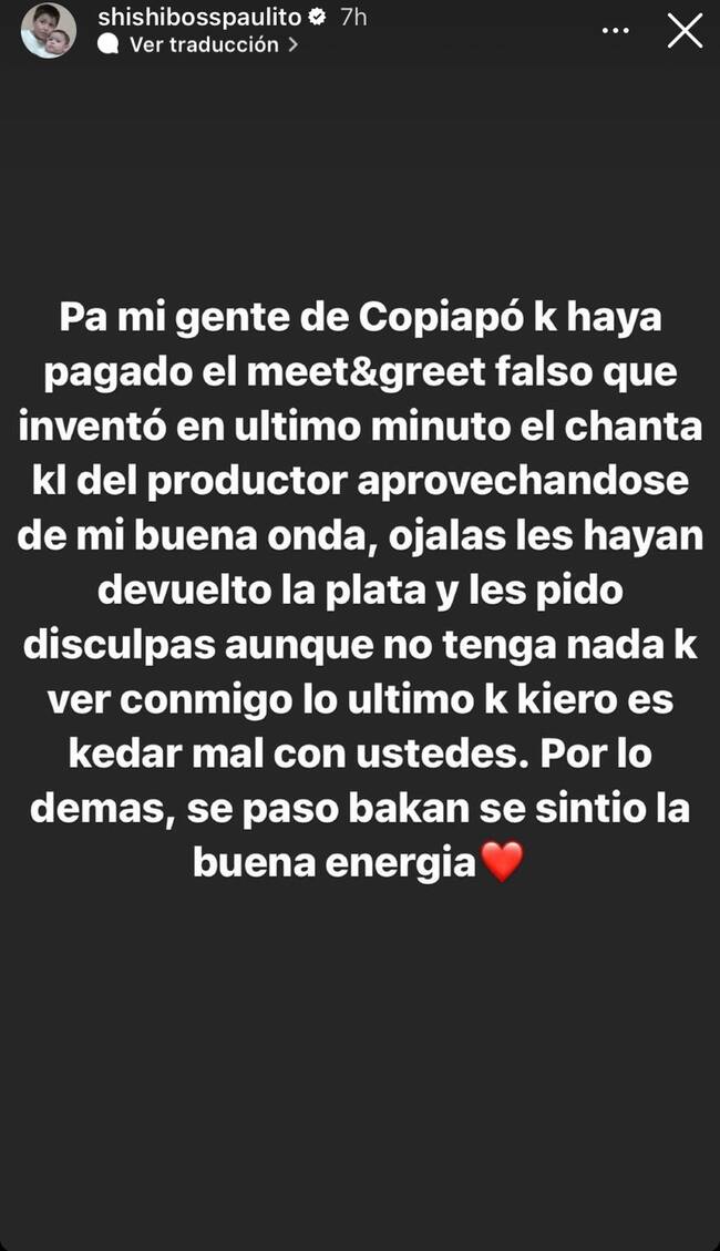 Captura Instagram Pablo Chill-E @shishibosspaulito