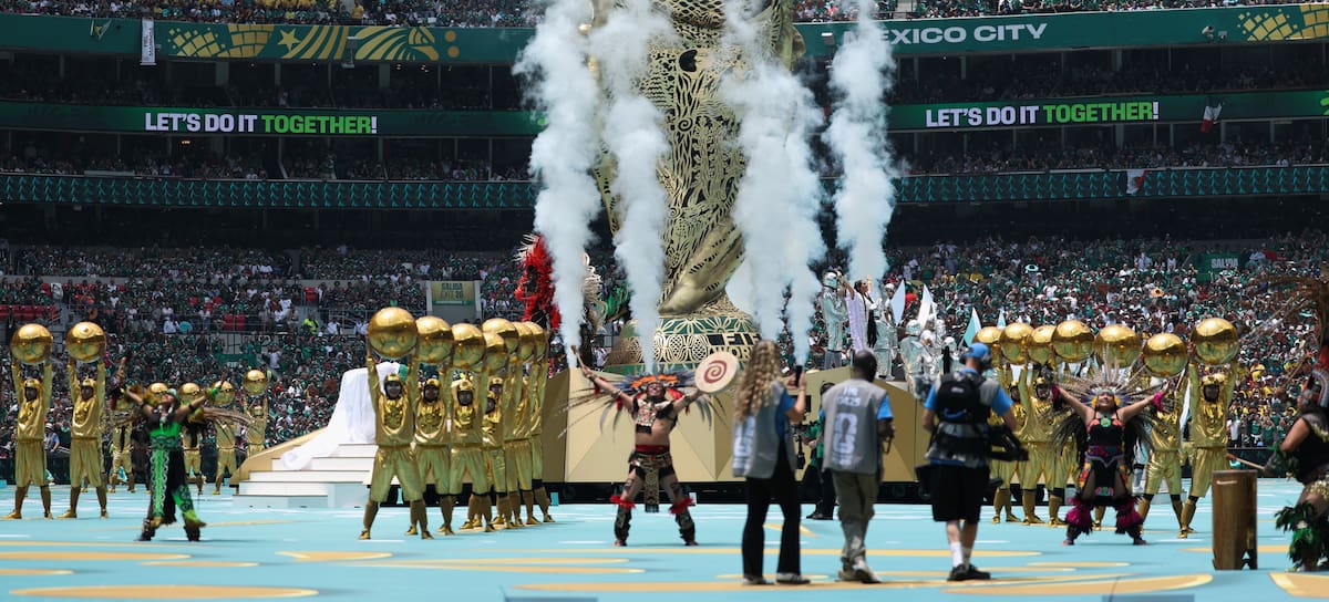 MEXICO CITY, MEXICO - JUNE 11: Performers dance during the Opening Ceremony before the FIFA World Cup 2026 Group A match between Mexico and South Africa at Mexico City Stadium on June 11, 2026 in Mexico City, Mexico. (Photo by MB Media/Getty Images)