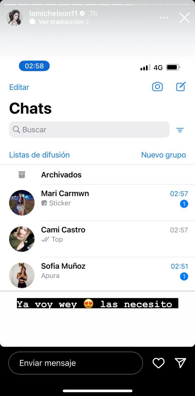 Captura Instagram @lamichelson11</a>