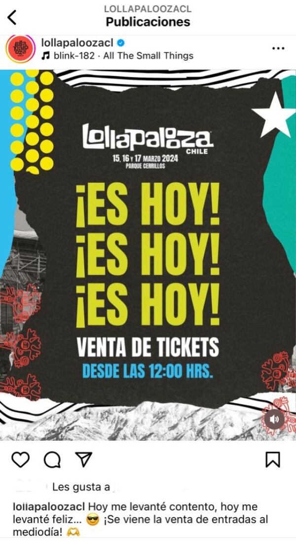Captura Instagram @lollapaloozacl