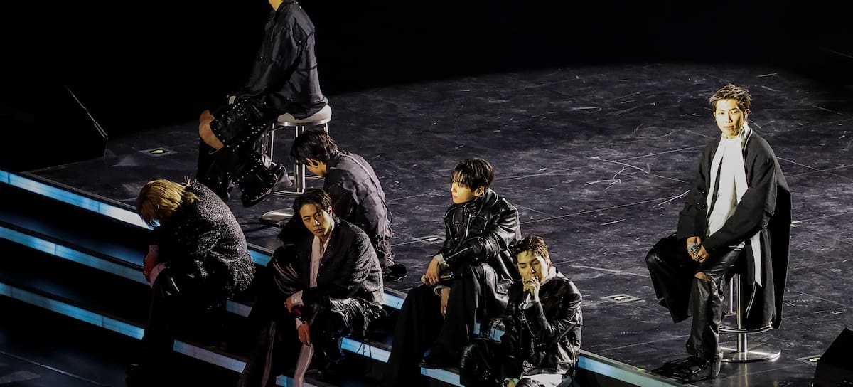 SEOUL, SOUTH KOREA - MARCH 21: (EDITORIAL USE ONLY) K-pop boy band BTS perform onstage during comeback concert at Gwanghwamun Square on March 21, 2026 in Seoul, South Korea. The free concert is the band's first performance in nearly four years. (Photo by Kim Hong-Ji - Pool/Getty Images)