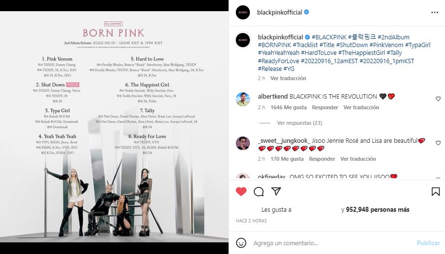 Captura Instagram @Blackpink