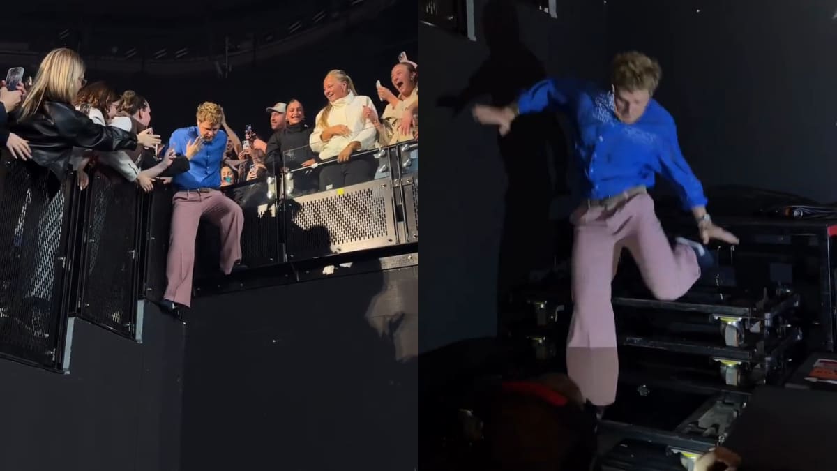 "Dijeron que me rompiera una pierna": artista estadounidense sufre estrepitosa caída en pleno concierto