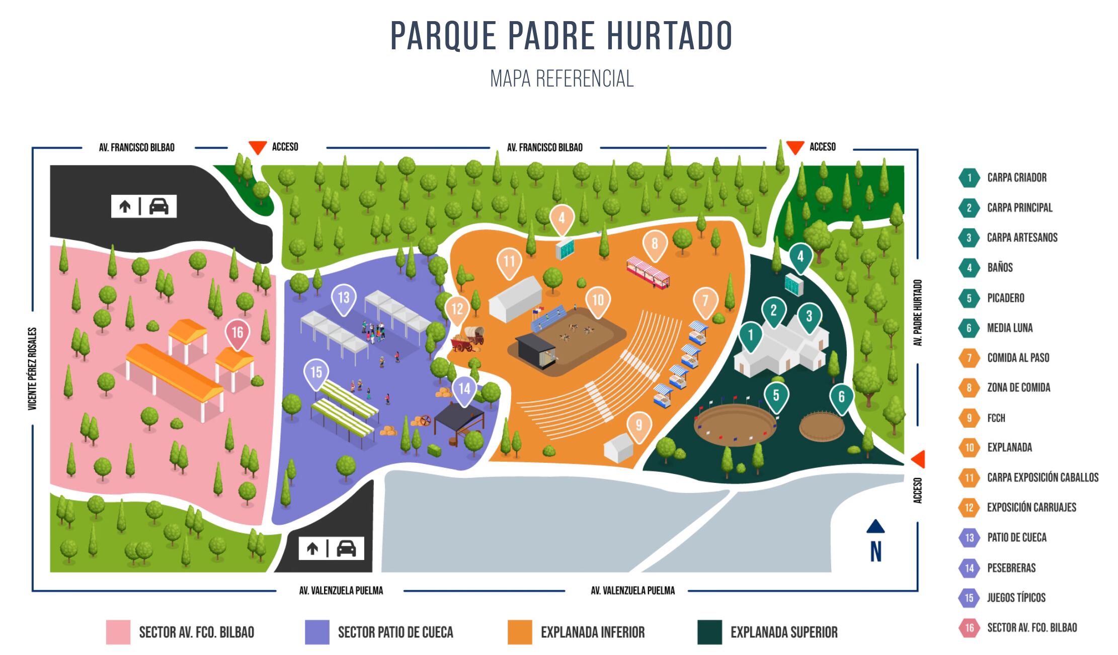 Mapa referencial de las ubicaciones