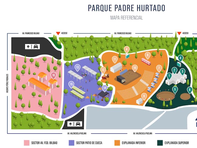 Mapa referencial de las ubicaciones