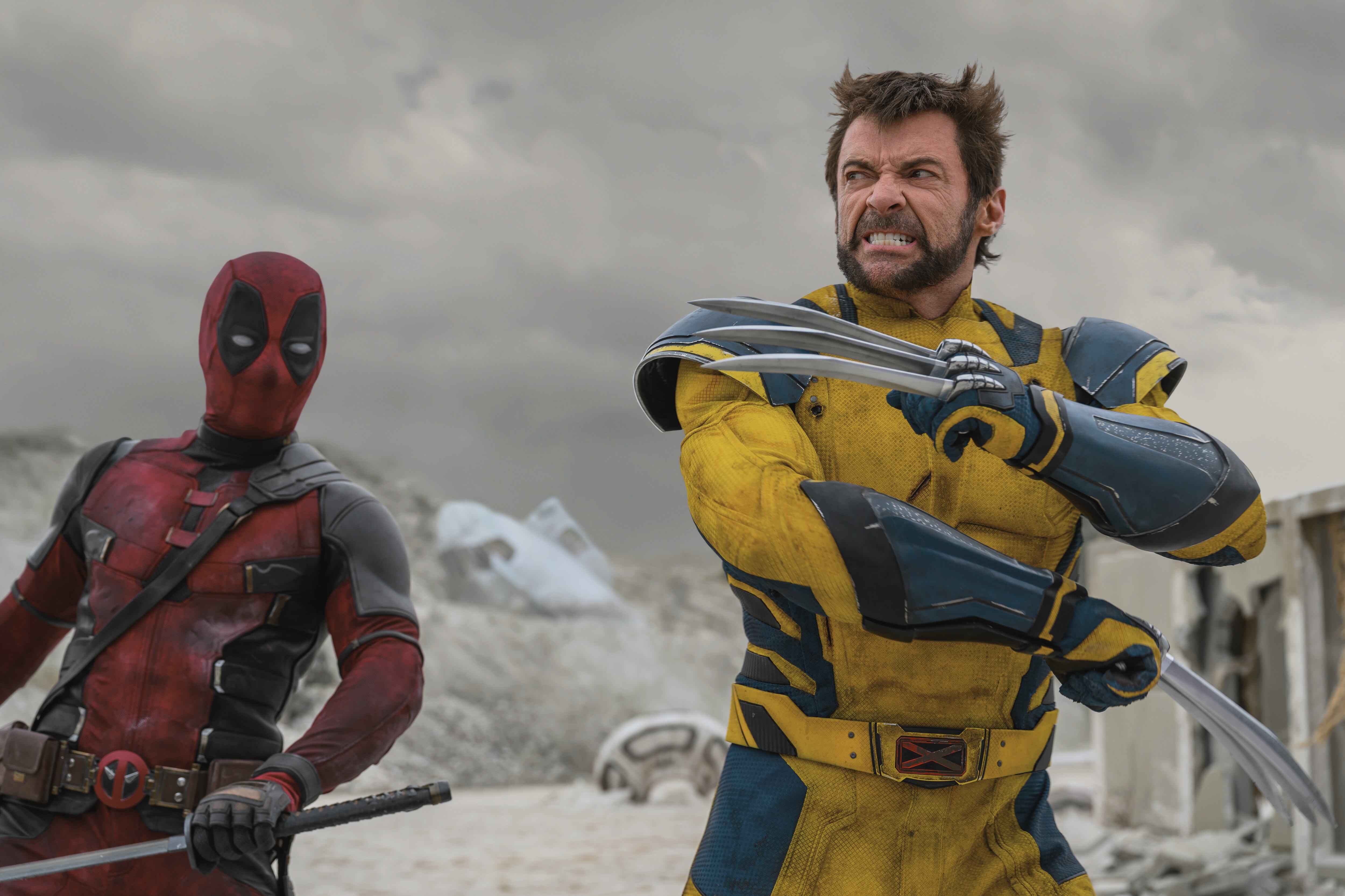 Ryan Reynolds y Hugh Jackman en 'Deadpool & Lobezno'. / Jay Maidment