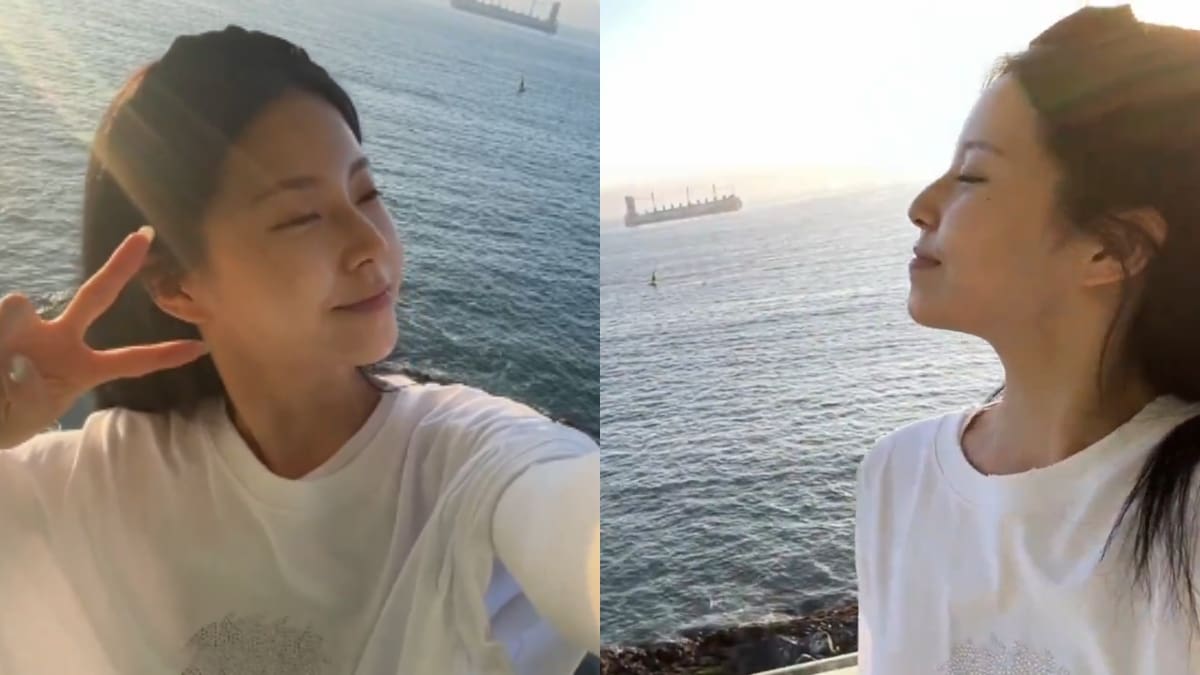 Kyujin disfruta las vistas de su hotel en Chile antes del show de NMIXX en Viña 2026