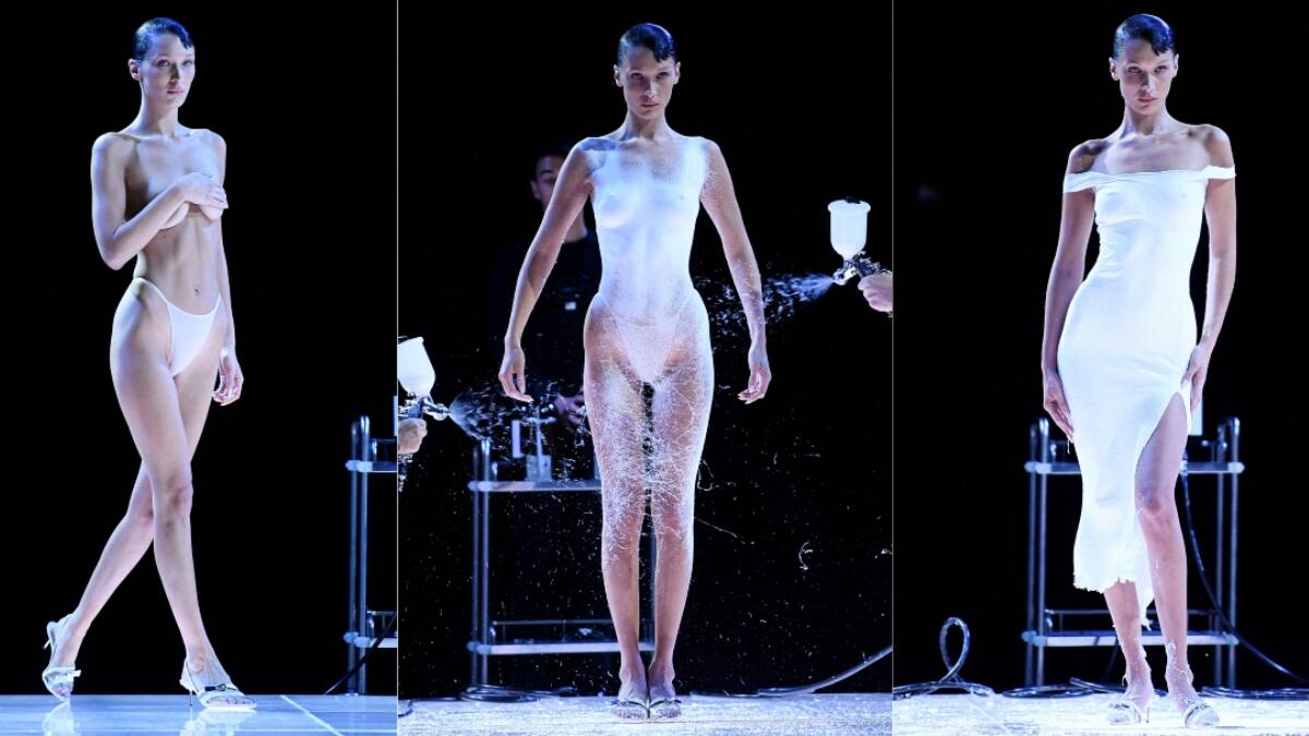 Bella Hadid sorprende con un vestido hecho con aerosoles