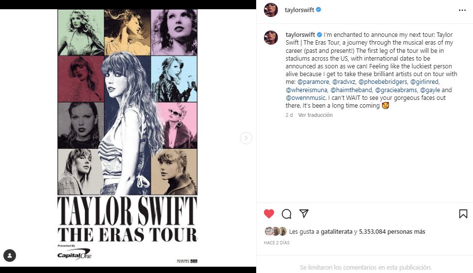 Captura @Taylorswift