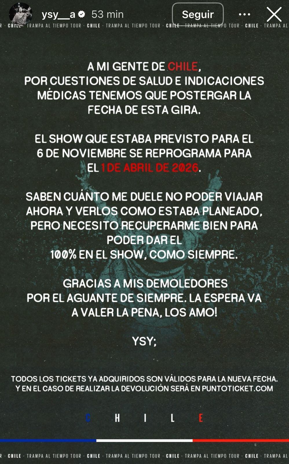 CL - YSY A vía Instagram