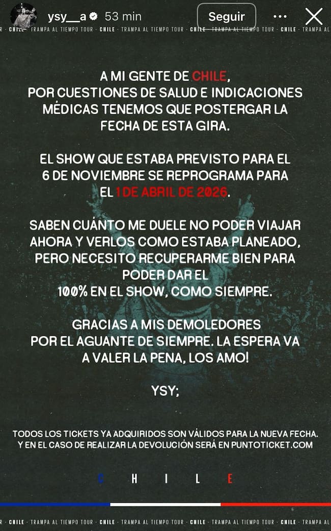 CL - YSY A vía Instagram