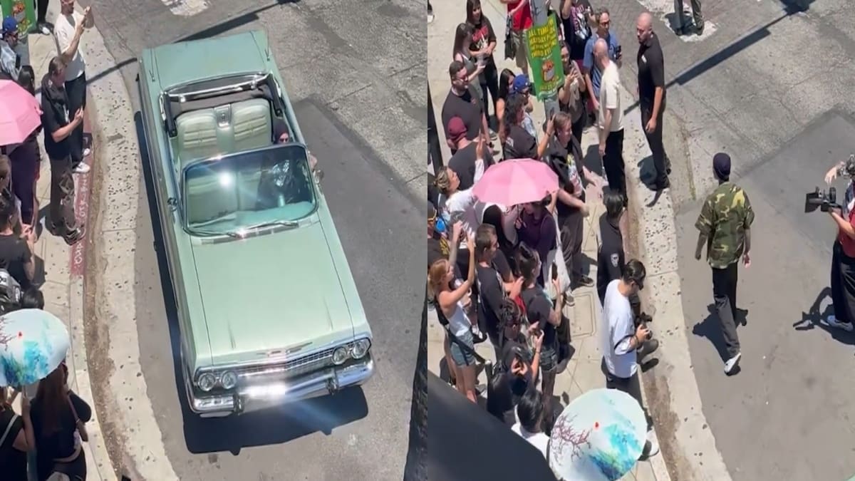 ¡Llegó en un descapotable!: Mítico integrante de Blink-182 sorprendió a sus fans