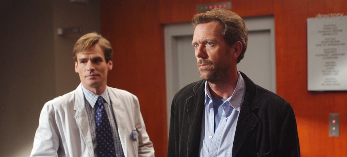HOUSE -- "The Socratic Method" Episode 6 -- Pictured: (l-r) Robert Sean Leonard as Dr. Jack Wilson, Hugh Laurie as Dr. Gregory House -- (Photo by: Richard Foreman/Universal Television/NBCU Photo Bank/NBCUniversal via Getty Images)