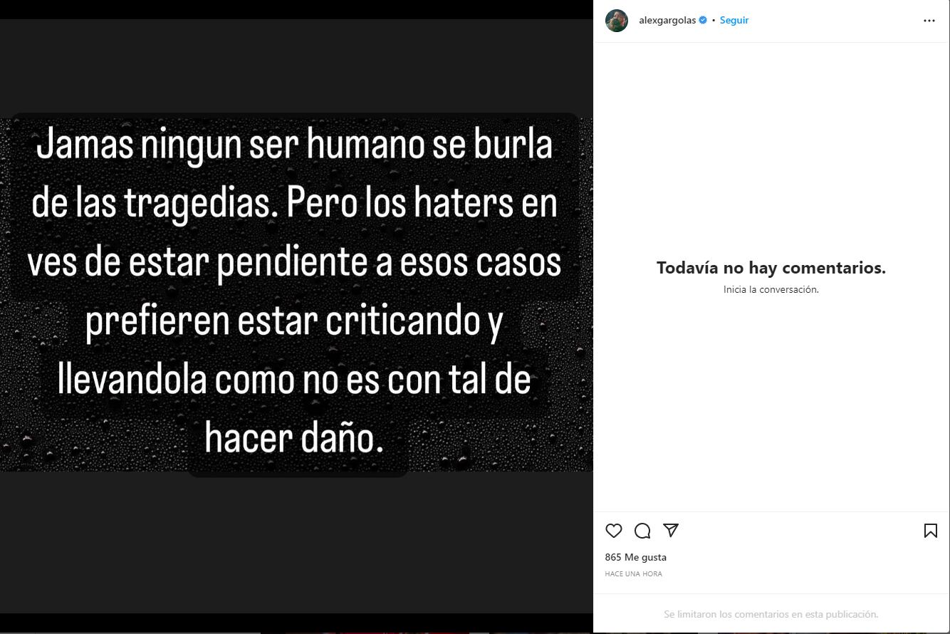 Captura Instagram @alexgargolas