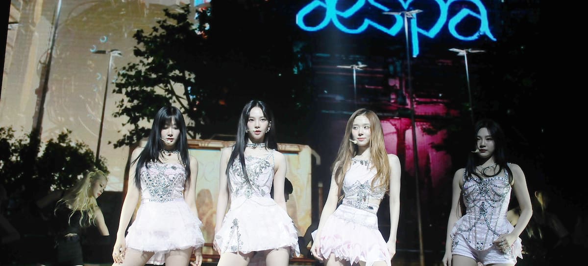 MIAMI, FL - AUGUST 22: Aespa performs during the SYNK: HYPER LINE Live Tour 2023 at James L. Night Center on August 22, 2023 in Miami, Florida. (Photo by Johnny Louis/Getty Images)