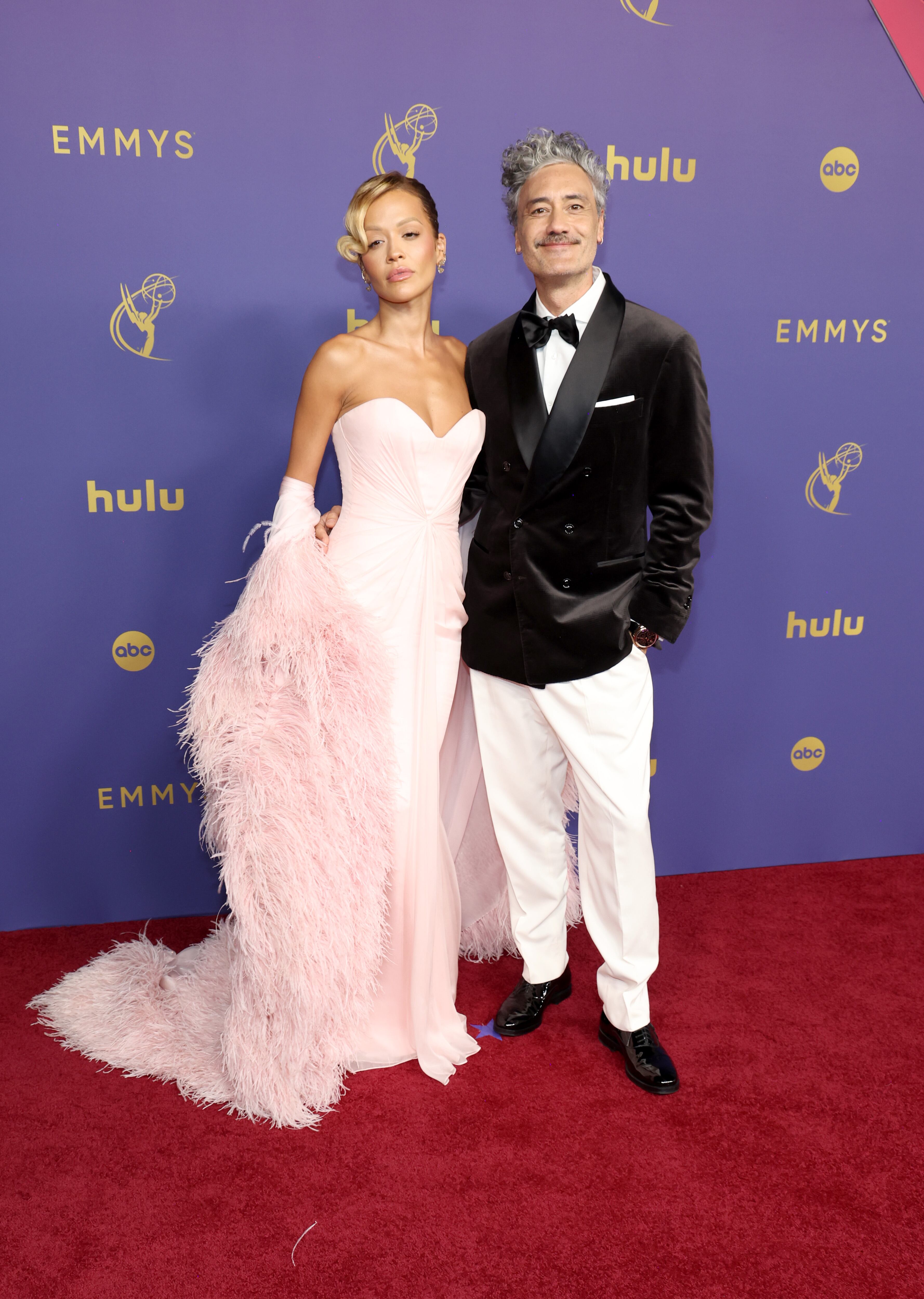 LOS ANGELES, CALIFORNIA - SEPTEMBER 15: (L-R) Rita Ora and Taika Waititi attend the 76th Primetime Emmy Awards at Peacock Theater on September 15, 2024 in Los Angeles, California. (Photo by Kevin Mazur/Getty Images)