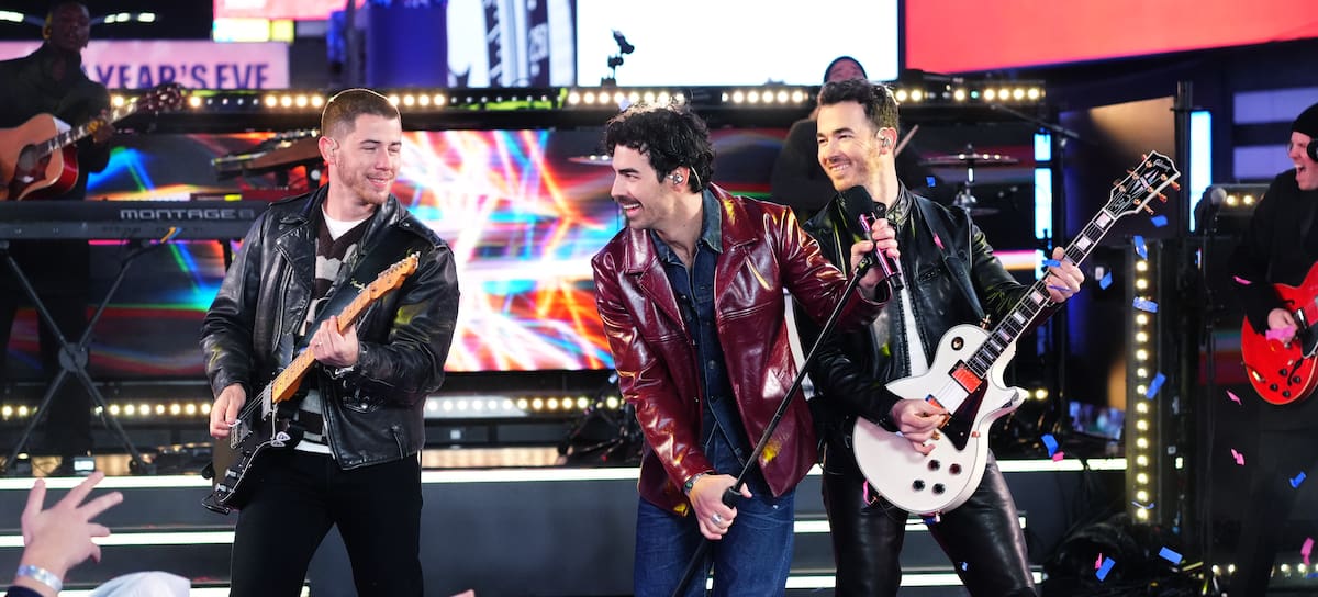 In this image released on December 31, 2024, Nick Jonas, Joe Jonas, Kevin Jonas perform onstage at Dick Clark's New Year's Rockin' Eve with Ryan Seacrest 2025 in New York City, New York. (Photo by John Nacion/Penske Media via Getty Images)