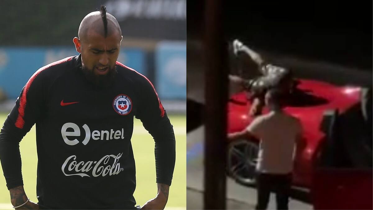 ¿Ese farol no alumbra? Viralizan polémico video de Arturo Vidal festejando en Italia sin poder subirse bien a su auto