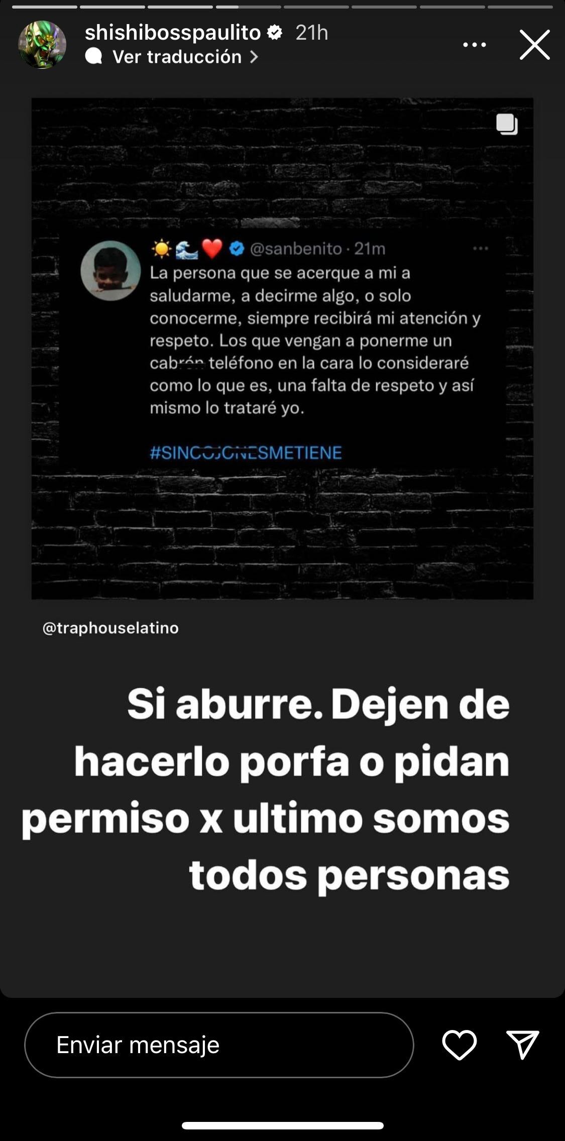 Captura Instagram @shishibosspaulito