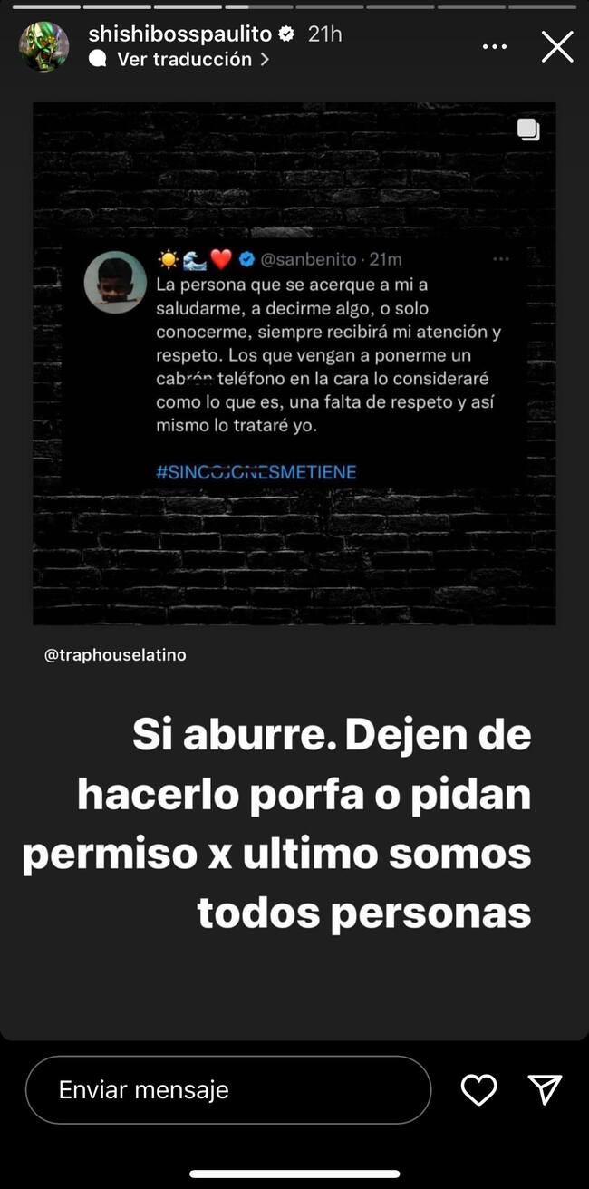 Captura Instagram @shishibosspaulito