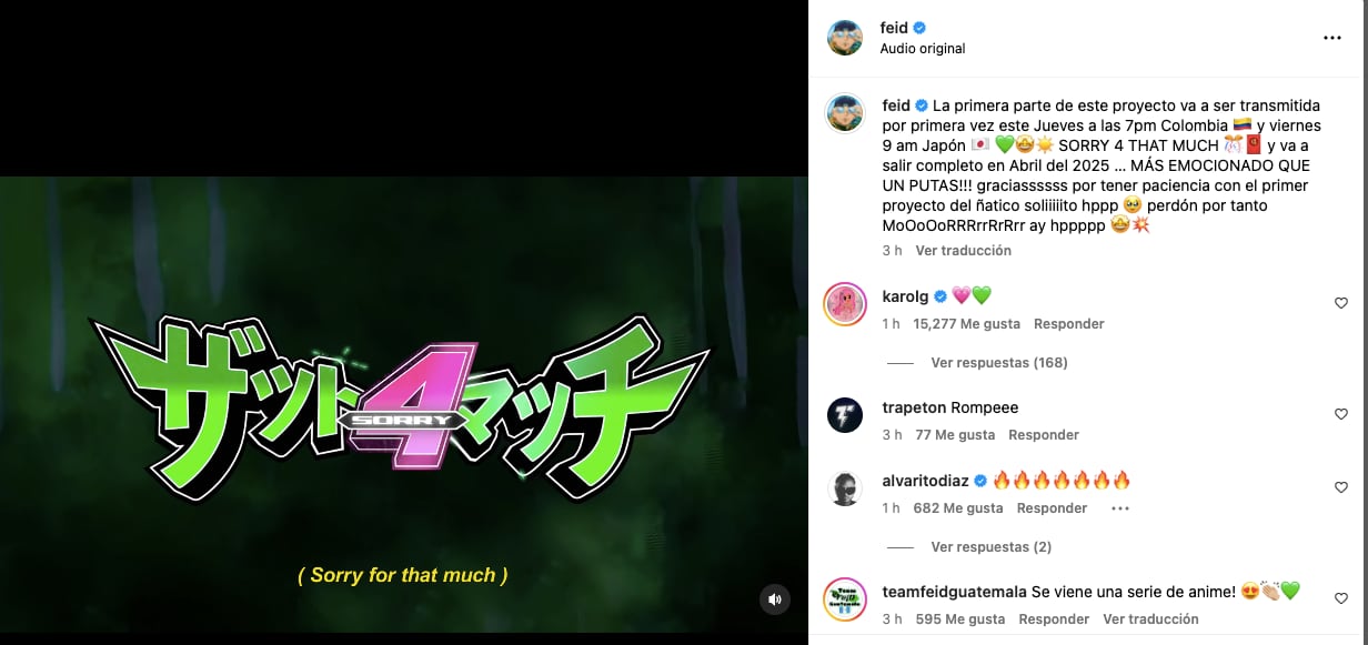 Karol G comenta post de Feid "Sorry for that much"