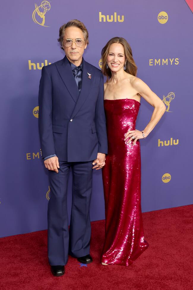 LOS ANGELES, CALIFORNIA - SEPTEMBER 15: (L-R) Robert Downey Jr. and Susan Downey attend the 76th Primetime Emmy Awards at Peacock Theater on September 15, 2024 in Los Angeles, California. (Photo by Kevin Mazur/Getty Images)