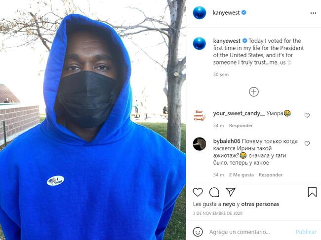 Última publicación de Kanye West en Instagram.