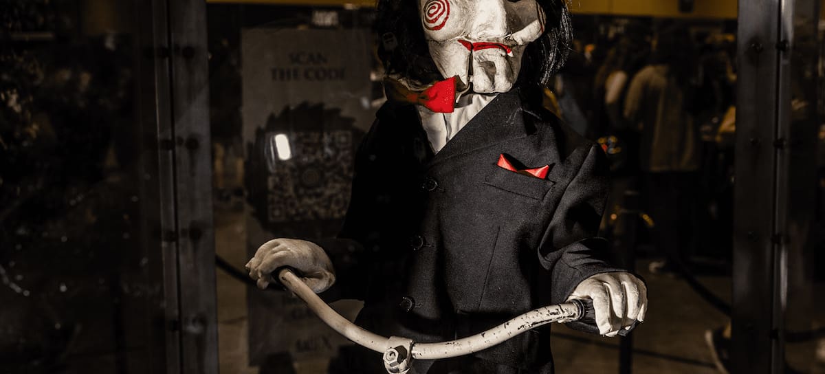 ‘Billy the Puppet,’ from the <em>SAW</em> horror film franchise, making its first public appearance, as part of the <em>SAW X</em>. Jay L. Clendenin/Getty Images.